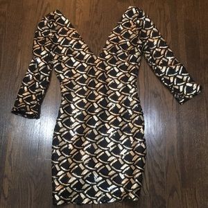 Akira Chicago Mini black/gold Sequin Dress Sz S
